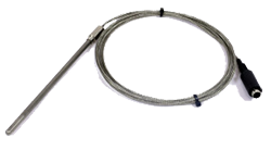 PT100 probe, high-temperature stainless steel braided cable, 2 m